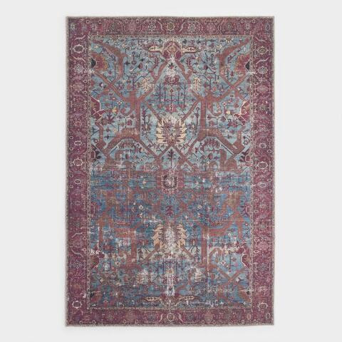 Blue and Red Patterned Phoenix Area Rug | World Market