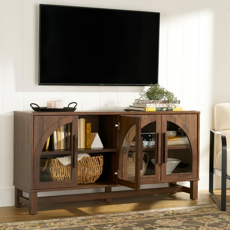 Better Homes & Gardens Juliet Arc TV Stand, Walnut | Walmart (US)