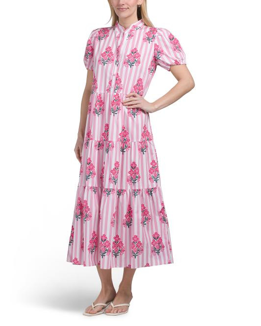 Striped Block Print Button Up Shirt Dress | TJ Maxx