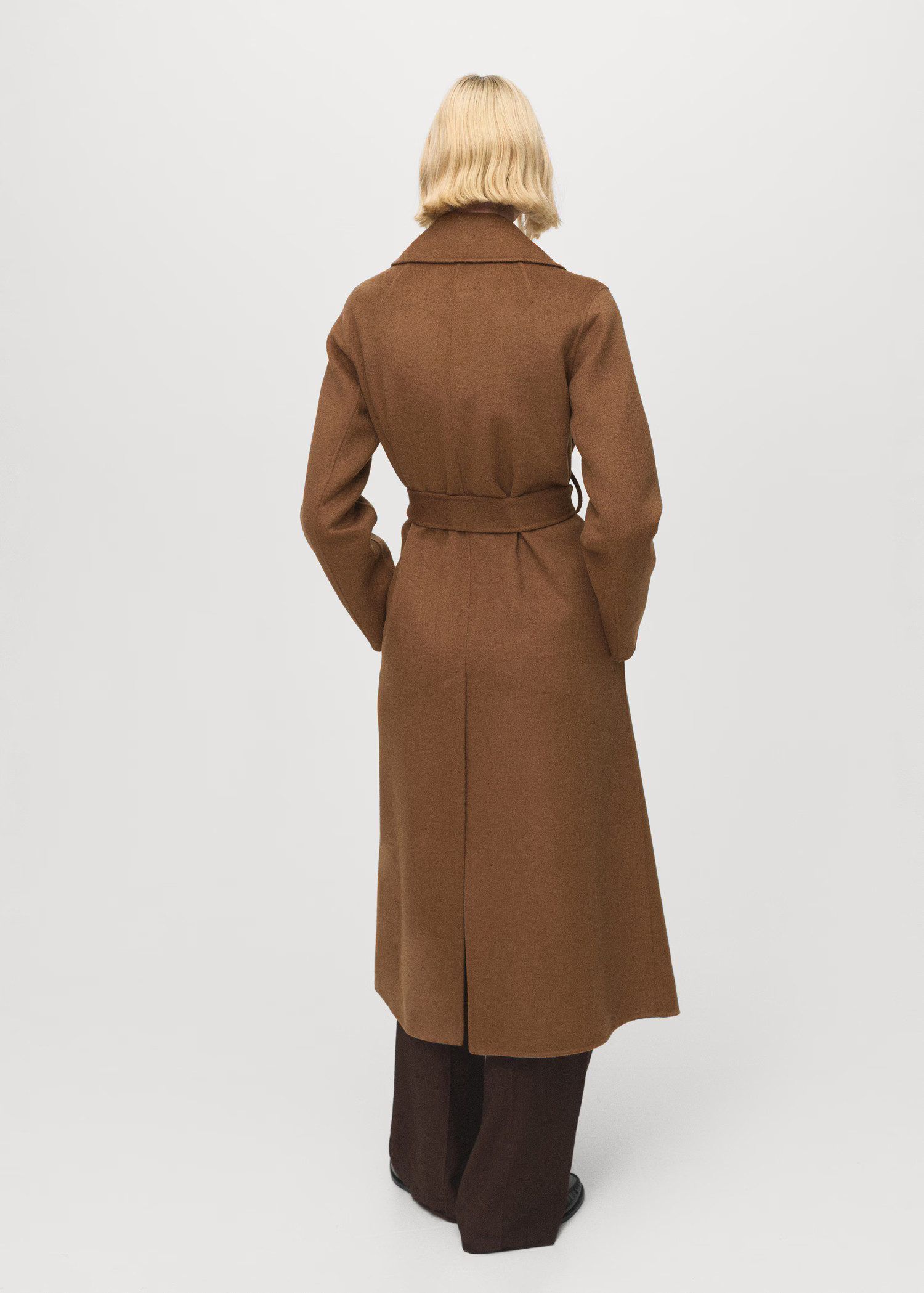 Wool coat with handmade belt - Women | MANGO United Kingdom | MANGO (UK)