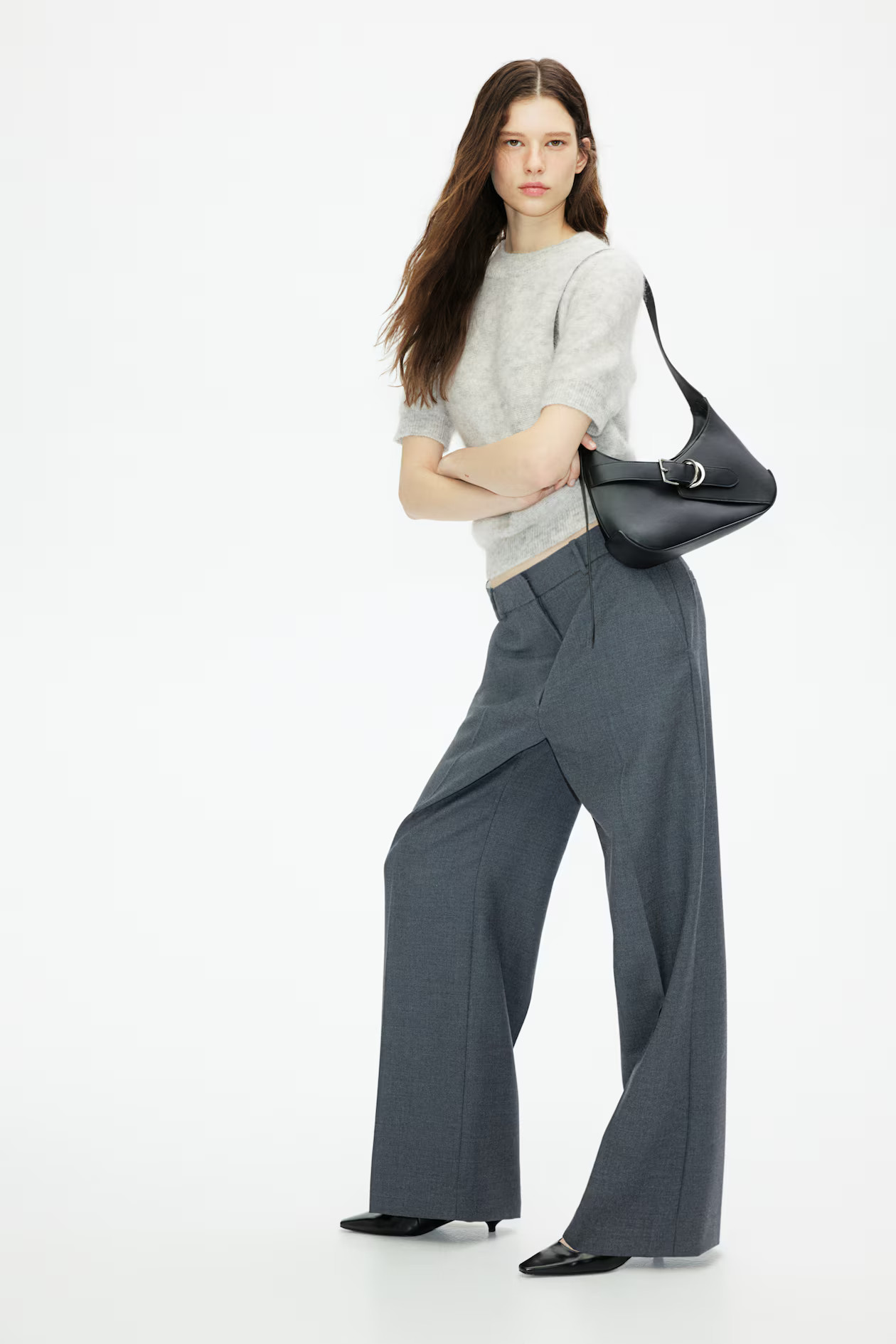 Mohair-blend top - Light grey marl - Ladies | H&M GB | H&M (UK, MY, IN, SG, PH, TW, HK)