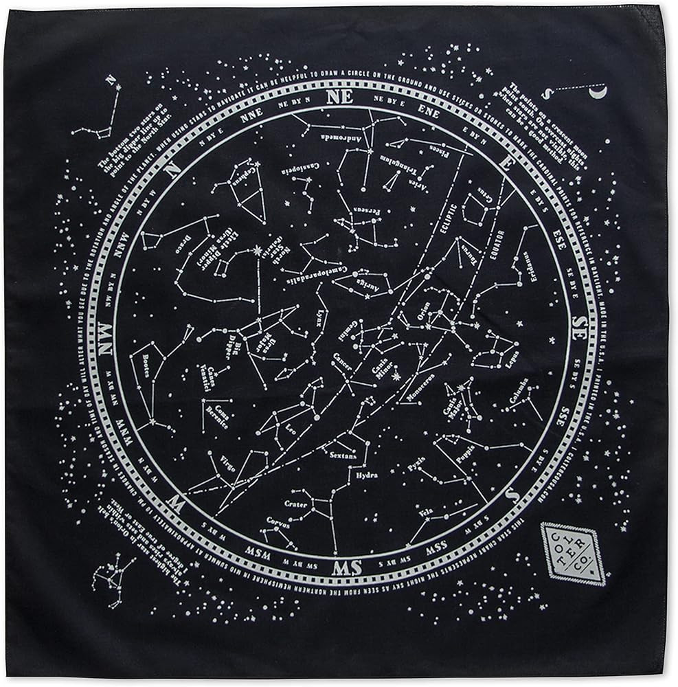 Colter Co. Glow In The Dark "Stargazer" Bandana - 100% Cotton Black Bandana with Star Chart Desig... | Amazon (US)