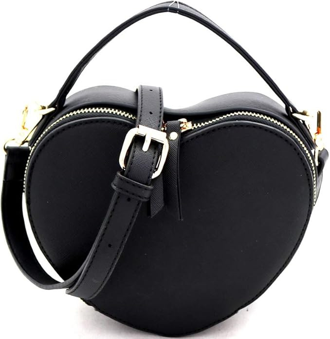 Cute Heart Shape Girls Womens Vegan Leather Small Handle Satchel Crossbody Purse | Amazon (US)