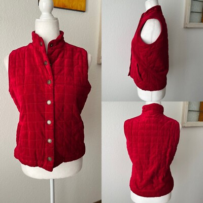The Territory Ahead Red Velvet Quilted Vest Wm Sm Snap Front, Tapestry Lining  | eBay | eBay US