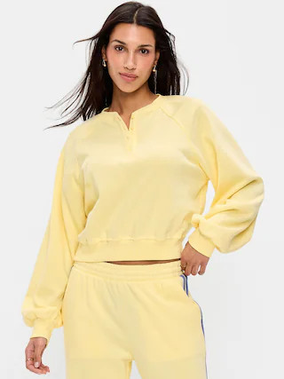 SoComfy Oversized Button-Front Sweatshirt | Old Navy (US)