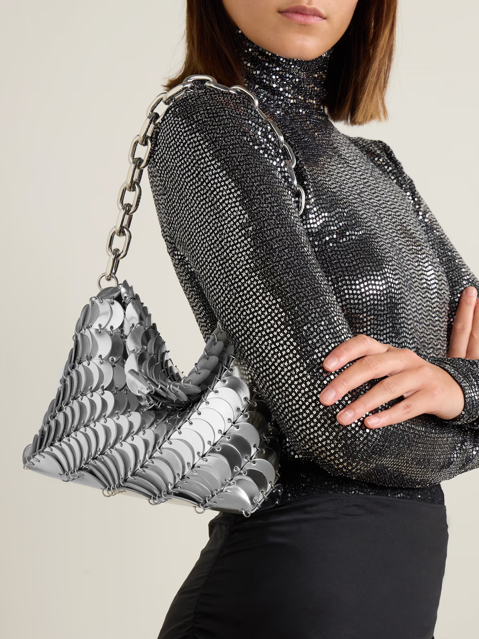 Embellished metallic leather shoulder bag | NET-A-PORTER (UK & EU)