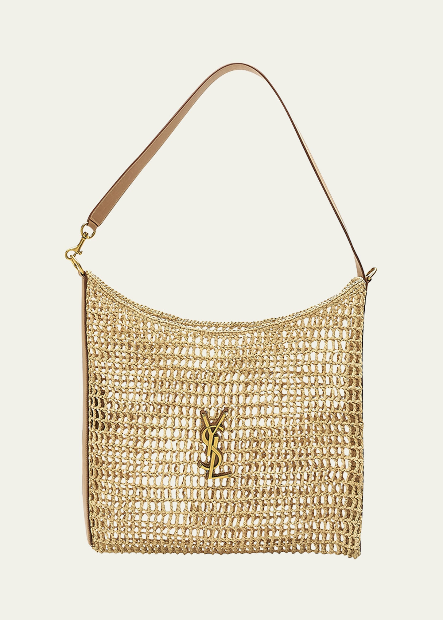 Saint Laurent Oxalis YSL Monogram Shoulder Bag in Raffia with Bronze Hardware | Bergdorf Goodman