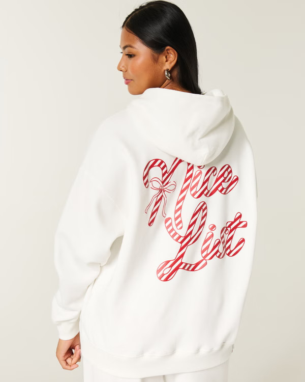 Women's Oversized Candy Cane Graphic Hoodie | Women's Sweatshirts & Sweatpants | HollisterCo.com | Hollister (US)