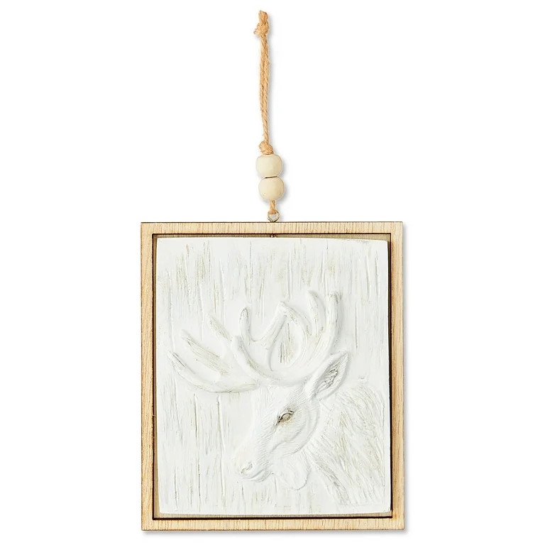 White Resin Deer Framed Christmas Ornament, Cabin Chic Theme, 5.3", by Holiday Time | Walmart (US)