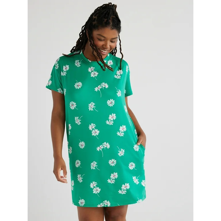 Joyspun Women's Short Sleeve Sleepshirt, Sizes S/M to 2X/3X - Walmart.com | Walmart (US)