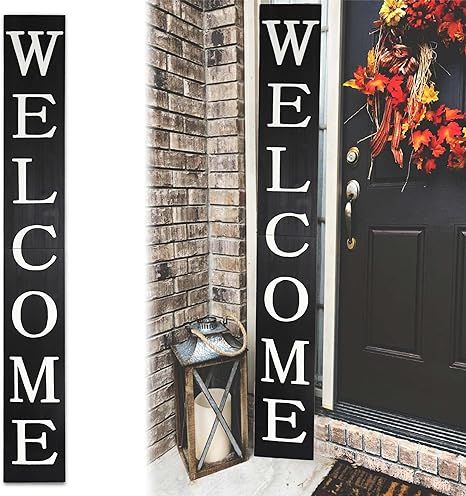 Tall Outdoor Welcome Sign for Front Door, 6ft Black Welcome Sign,Rustic Tall Welcome Sign for Fro... | Amazon (US)
