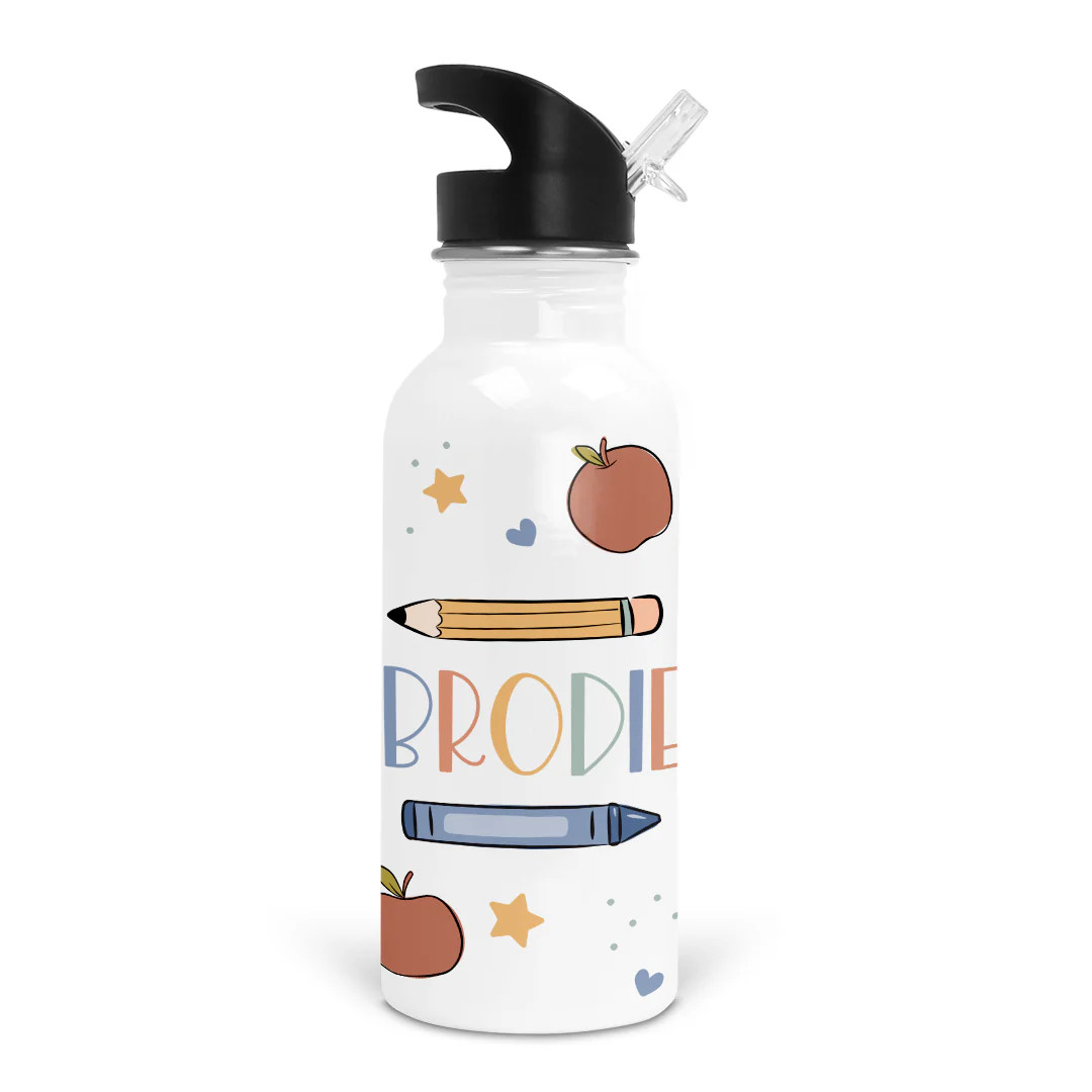 Back To School Apples Personalized Kids Water Bottle | Caden Lane