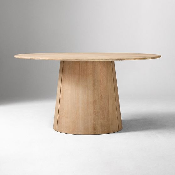 Anton Solid Wood 60"" Round Dining Table, Cerused White | West Elm (US)