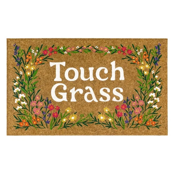 Floral Touch Grass All Weather Moisture Absorbent Low Pile Doormat, Tan, 18" x 30" | Walmart (US)