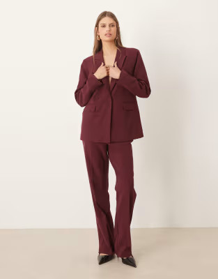YAS - Elegante set met blazer en broek in bordeauxrood | ASOS (Global)