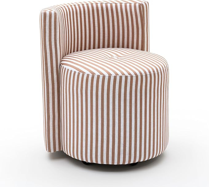 Tov Furniture Alyssa Brown Striped Linen Rolling Desk Chair | Amazon (US)