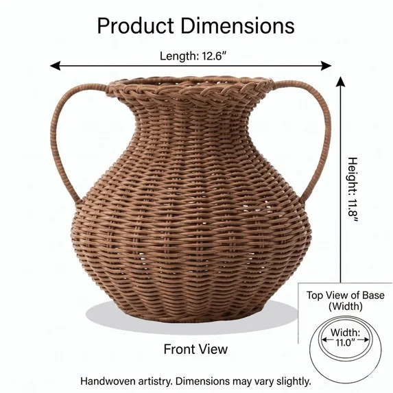 KUNPENG Faux Rattan Woven Vase Sophisticated Home Staging Decor Modern Boho Flower Container Eleg... | Walmart (US)