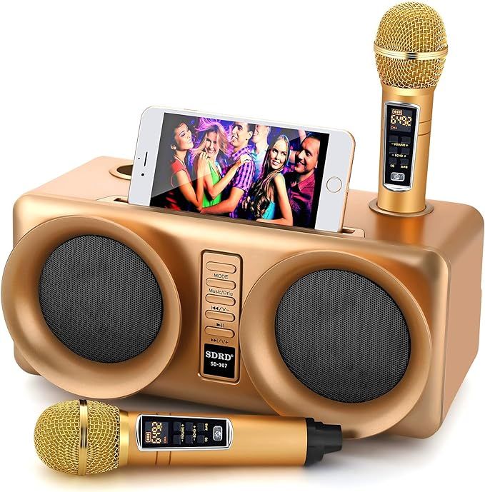 Karaoke Machine, ALPOWL Portable PA Speaker System with 2 Wireless Microphone for Home Party, Mee... | Amazon (US)
