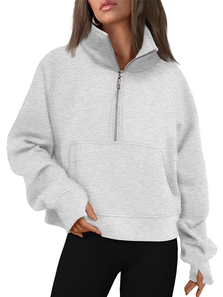 AUTOMET Womens Sweatshirts Half Zip Cropped Pullover Fleece Quarter Zipper Hoodies 2025 Fall Fash... | Amazon (US)