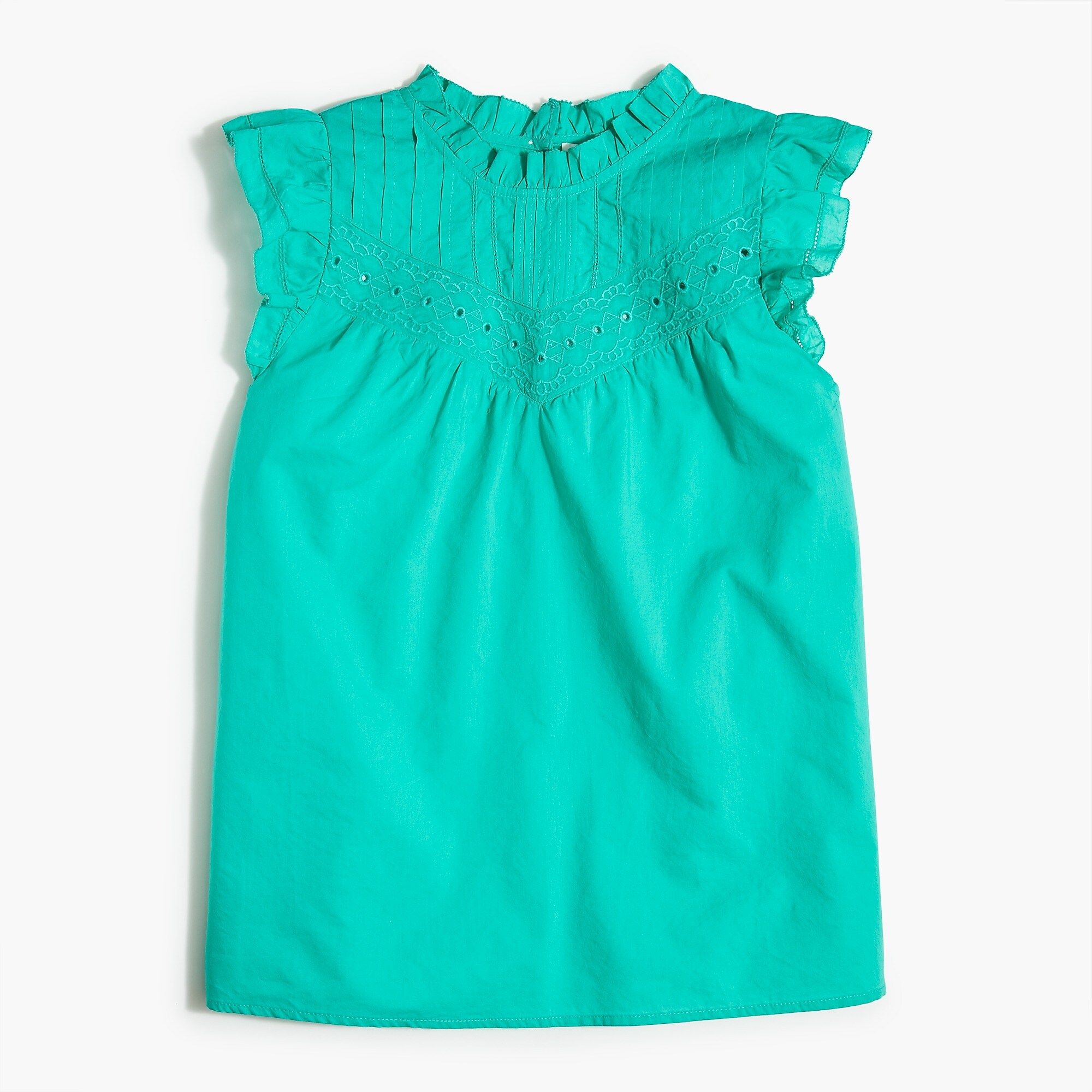 Sleeveless embroidered ruffle-sleeve top | J.Crew Factory