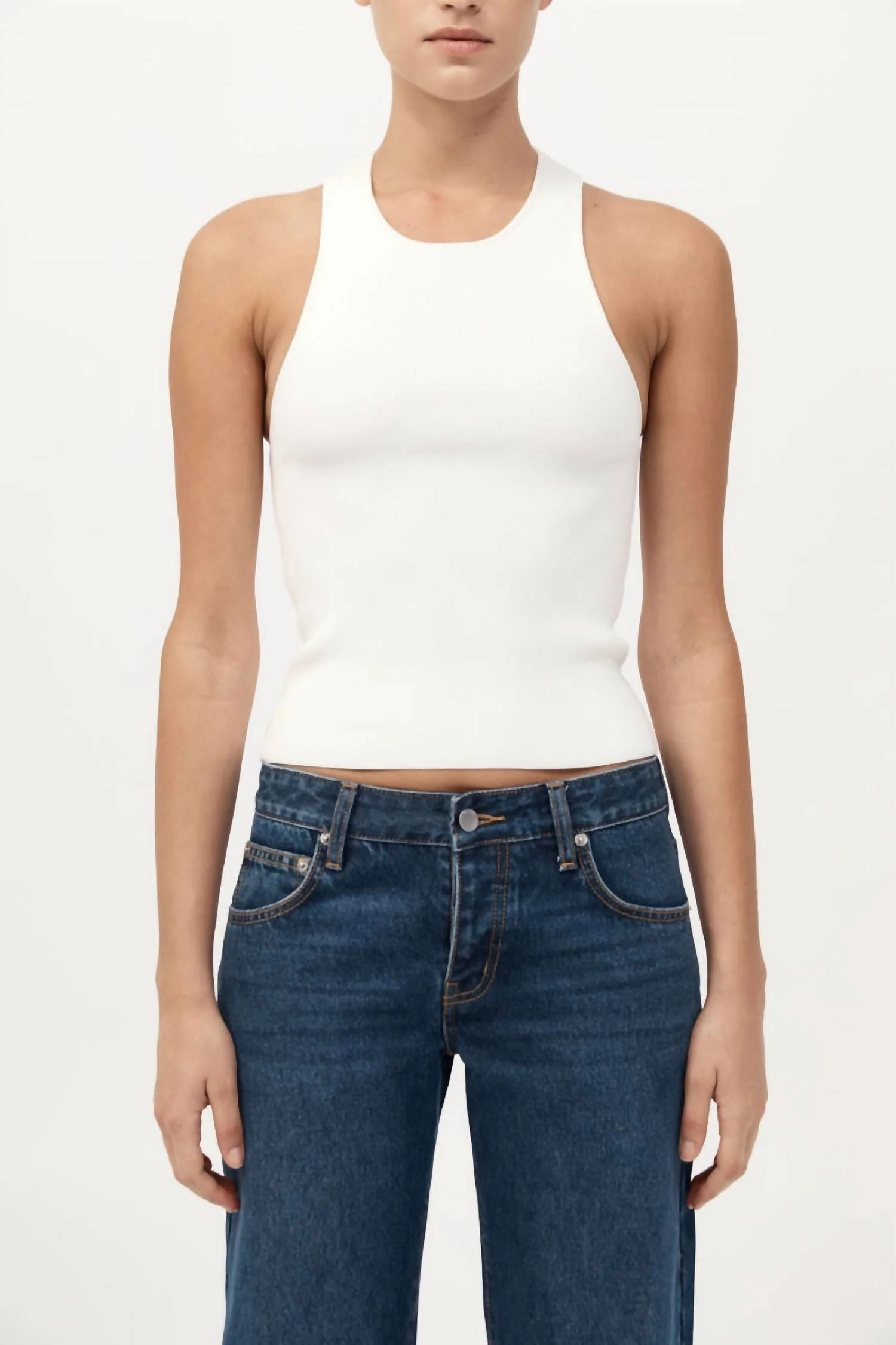 Sculpted Knit Top In Off White | Shop Simon