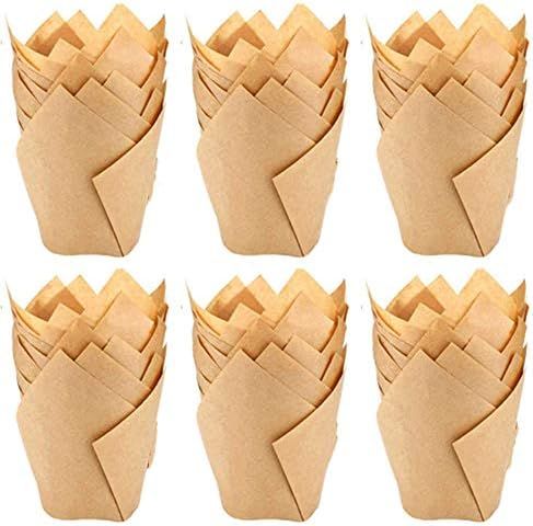 200pcs Tulip Cupcake Liners Natural Baking Cups Muffin Paper Liner Grease-Proof Wrappers for Wedd... | Amazon (US)