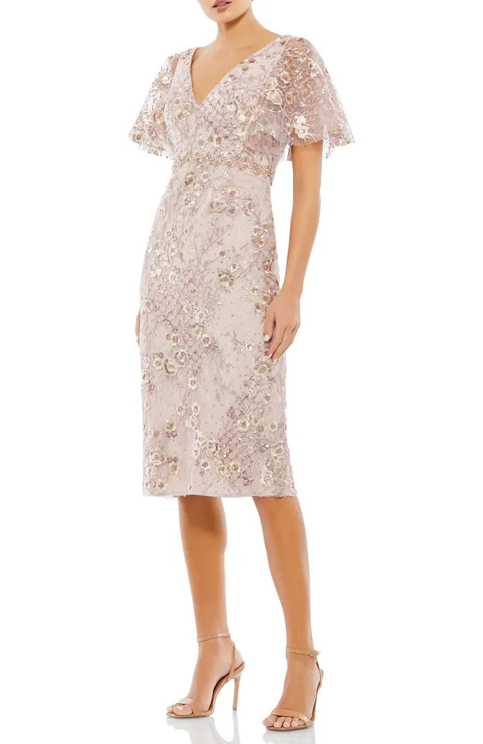 Embellished Illusion Butterfly Sleeve Cocktail Dress | Nordstrom