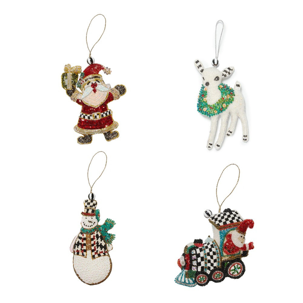 Holiday Beaded Ornaments, Set of 4 | MacKenzie-Childs