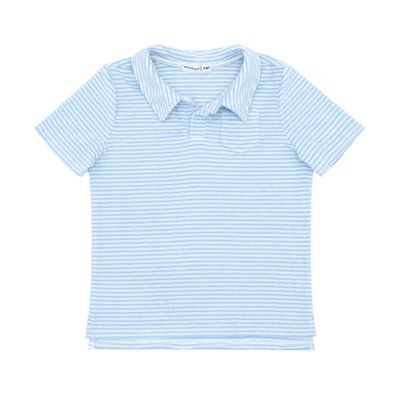 boys powder blue stripe french terry polo shirt | minnow