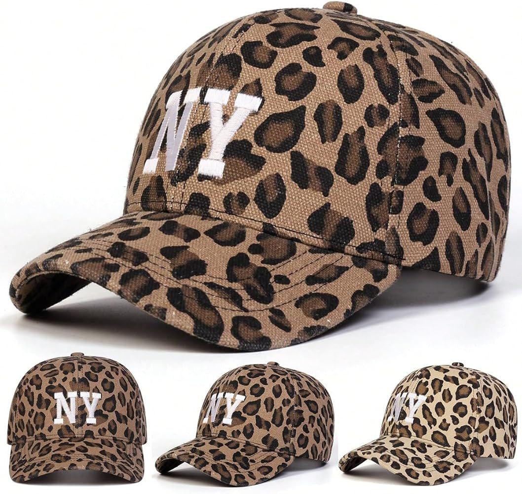 Leopard Print Baseball Cap with New York Embroidery Adjustable N.Y. Cotton Hat for Men and Women ... | Amazon (US)