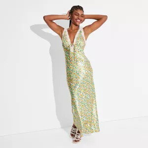 Women's Satin Lace Trim Midi Slip Dress - Wild Fable™ | Target