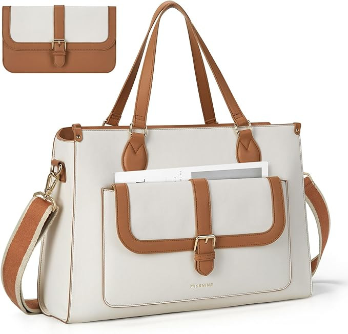 Missnine Laptop Bag with Removable Purse - 15.6 inch Computer Bag Leather Briefcase for Women Wor... | Amazon (US)