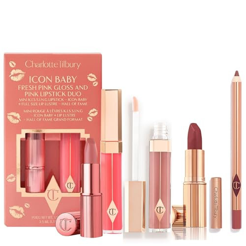 Charlotte Tilbury Holiday Kit - Pillow Talk Medium Matte Revolution Lipstick + Lip Cheat Liner + Lip Lustre Gloss & Icon Baby Duo - Warm Berry-Pink Shades for a Gorgeous, Glossy Pout, All Season Long | Amazon (US)