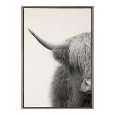 23" x 33" Sylvie Highland Cow Crop Framed Canvas Wall Art by The Creative Bunch Studio Gray - Kat... | Target