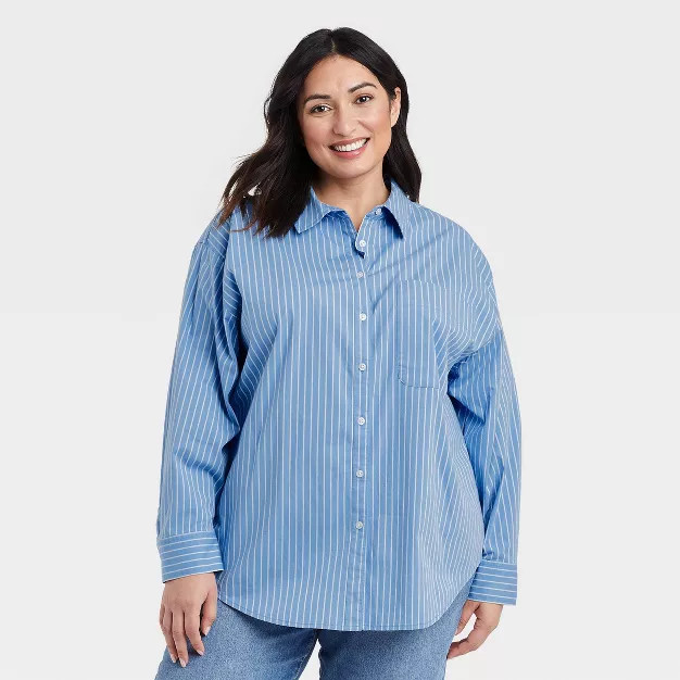 Women's Long Sleeve Oversized Button-Down Boyfriend Shirt - A New Day™ | Target