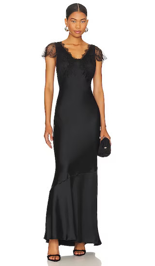 Lace Midi Slip Dress in Black Slip Dress Satin Slip Dress Outfit Ideas Silk Slip Dress Outfits | Revolve Clothing (Global)