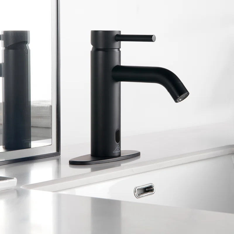 Single Handle Touchless Sensor Black Bathroom Sink Faucet | Wayfair North America