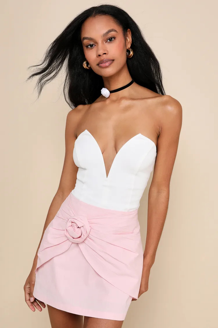 Exceptional Perfection Blush Pink Rosette Mini Skort | Lulus