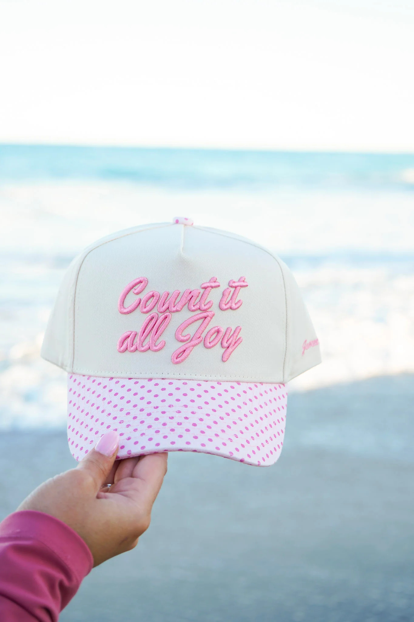 Count It All Joy - Pink Polka Dot Trucker Hat - PREORDER | KenzKustomz