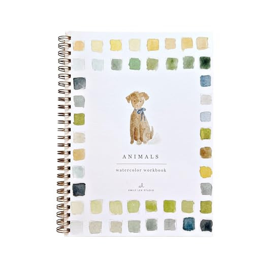 Animals Watercolor Workbook by Emily Lex Studio, 12 Beginner Friendly Sketched Illustrations, Lay Flat Spiral Pages, 6.5 x 9 inch, 120lb Watercolor Paper | Amazon (US)