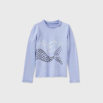 Girls' Long Sleeve Mermaid Tail Rash Guard Swim Shirt - Cat & Jack™ Lilac | Target
