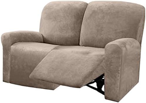 ULTICOR Reclining Love Seat Slipcover, 48" - 65" L, 6-Piece Velvet Stretch Loveseat Reclining Sof... | Amazon (US)