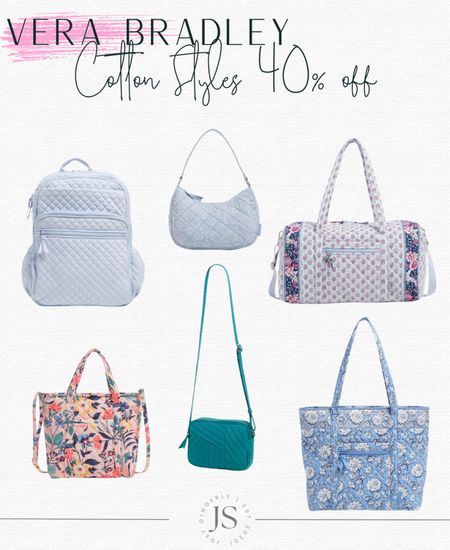 40% off spring cotton styles from Vera Bradley! Perfect time to stock up on teacher bags, travel bags, and everyday purses! 

#LTKSeasonal #LTKfindsunder100 #LTKsalealert