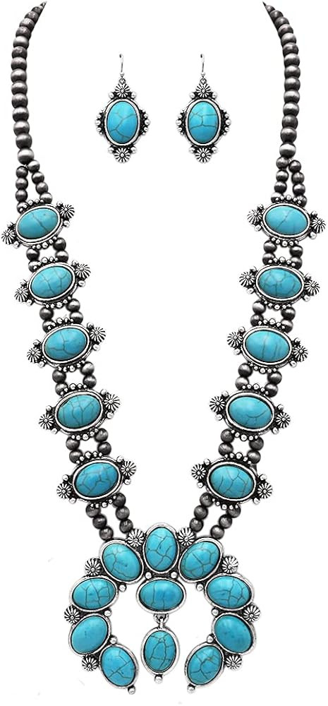 Rosemarie & Jubalee Women's Gorgeous Statement Western Natural Semi Precious Howlite Squash Blossom  | Amazon (US)