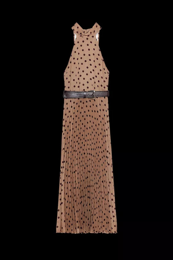 POLKA DOT MIDI DRESS WITH BELT | Zara US