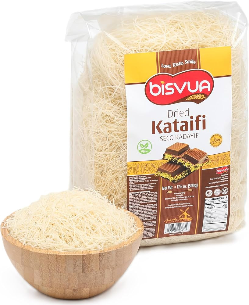 BISVUA Premium Dried Kataifi 500g (17.6 oz) - Perfect for Viral Dubai Chocolate Bar Pistachio Stu... | Amazon (US)