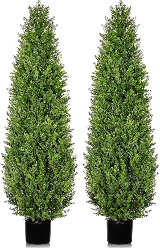 6FT Artificial Topiary Cedar Tree,70 inchTall Artificial Trees for Outdoors, l Realistic Fake Pla... | Amazon (US)