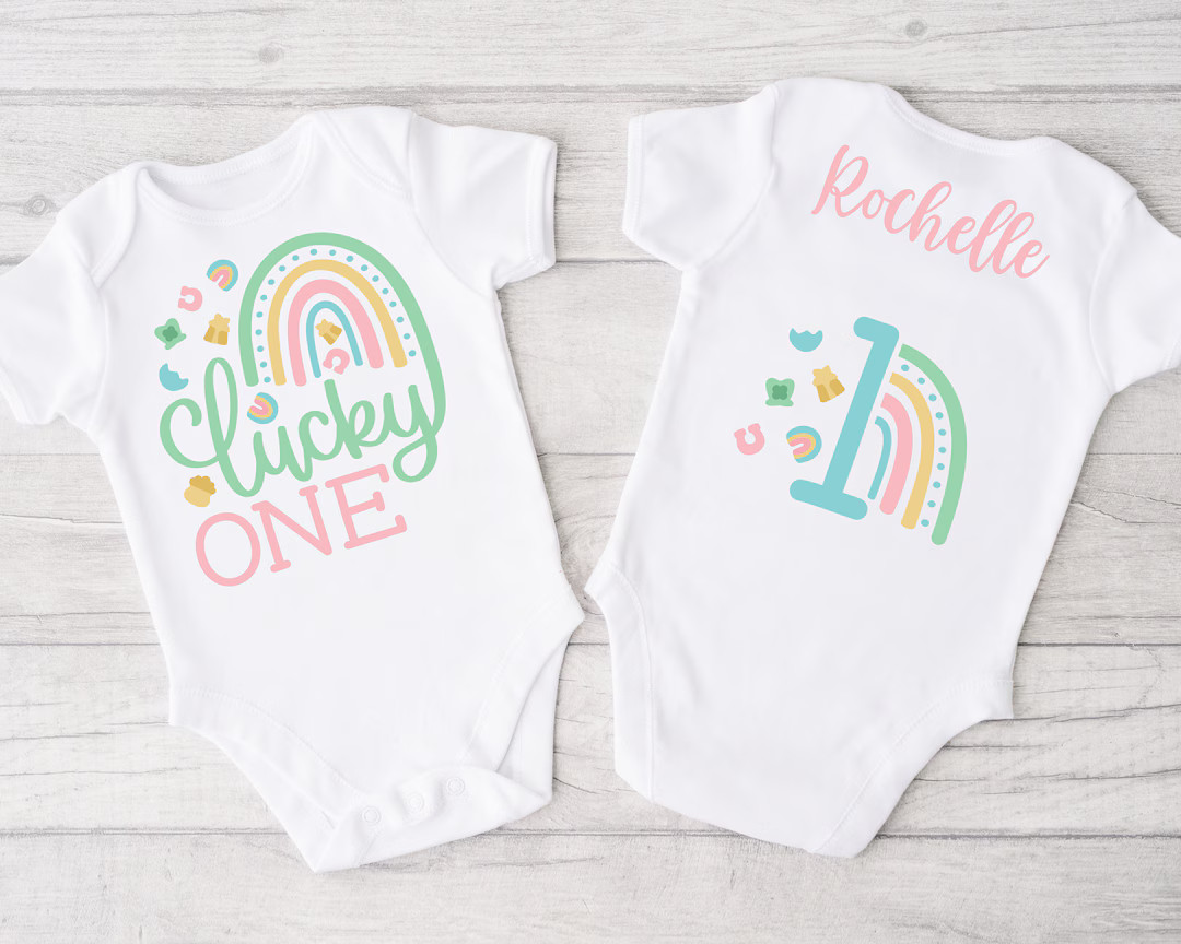 Pastel Lucky ONE Shirt With Charms for 1st Birthday Girl st Patricks Day Bday, Pastel Rainbow, On... | Etsy (US)