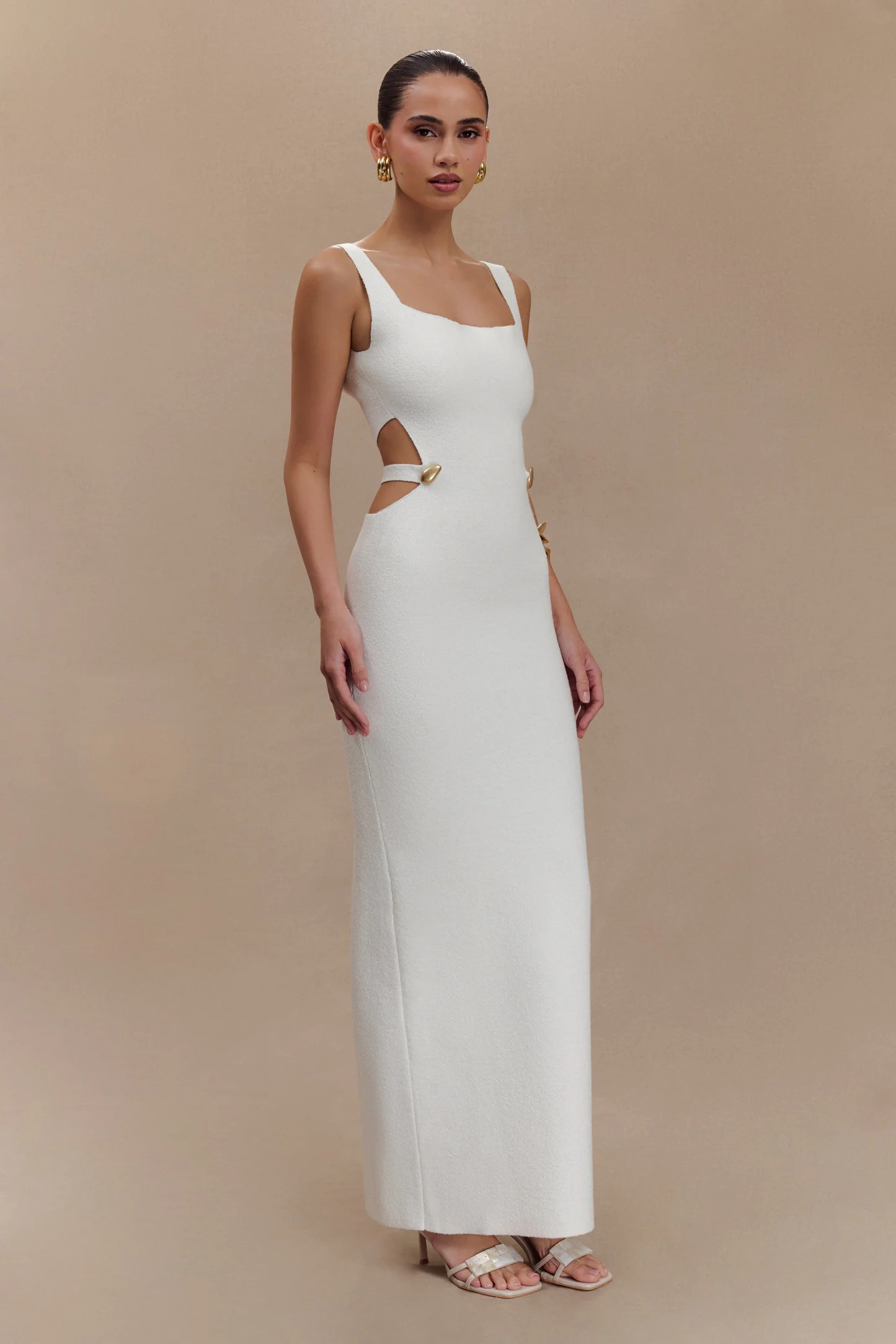 Alysanne Cut Out Knit Maxi Dress - White | Meshki (APAC)
