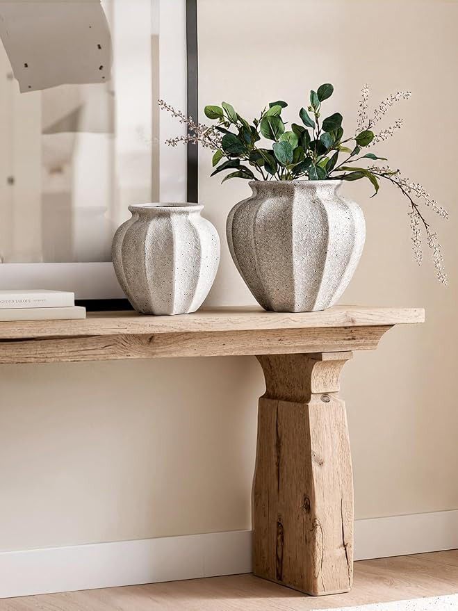 LE TAUCI 9.3" Ceramic Vase, Artisan Large White Ceramic Vase for Modern Farmhouse Home Decor, Sub... | Amazon (US)